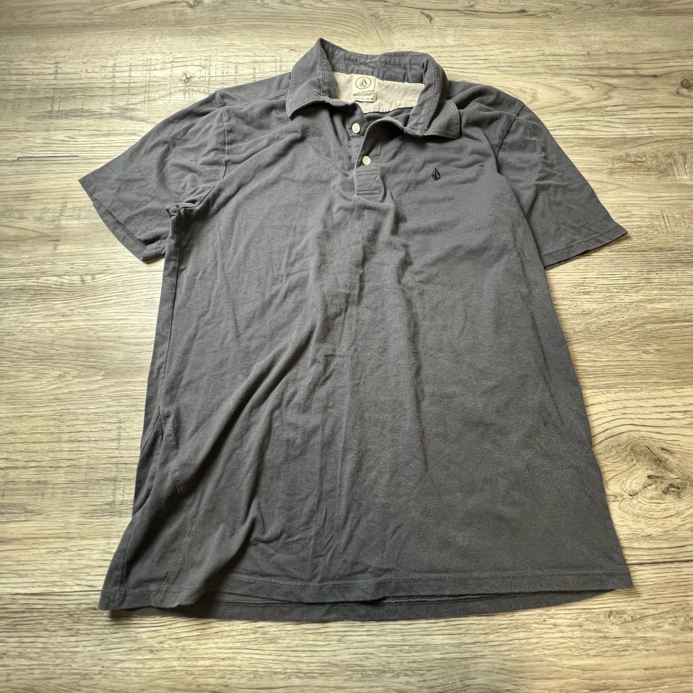 Volcom Polo Shirt Mens Large Gray Short Sleeve Embroidered Logo Casual Skater
